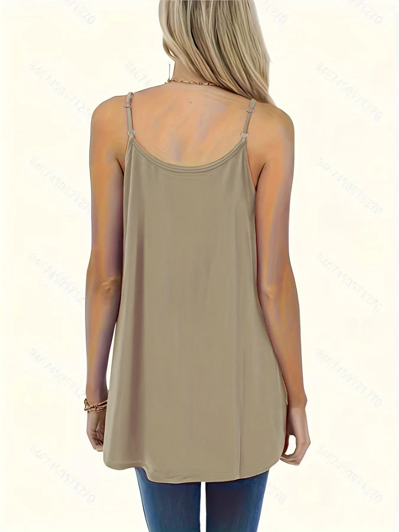 VVZ Solid-Color Ruched Round-Neck Cami Top