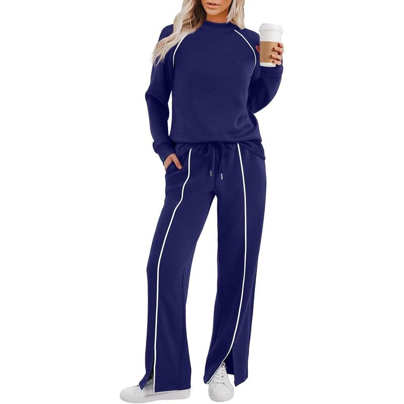 VVZ Women's 2 Piece Lounge Set  Wide Leg Pant Matching Sets