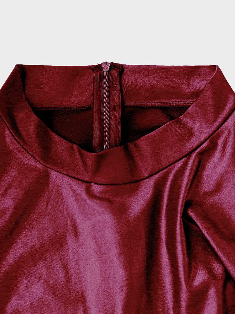 VVZ Women's Solid-Color Mock-Neck Dress