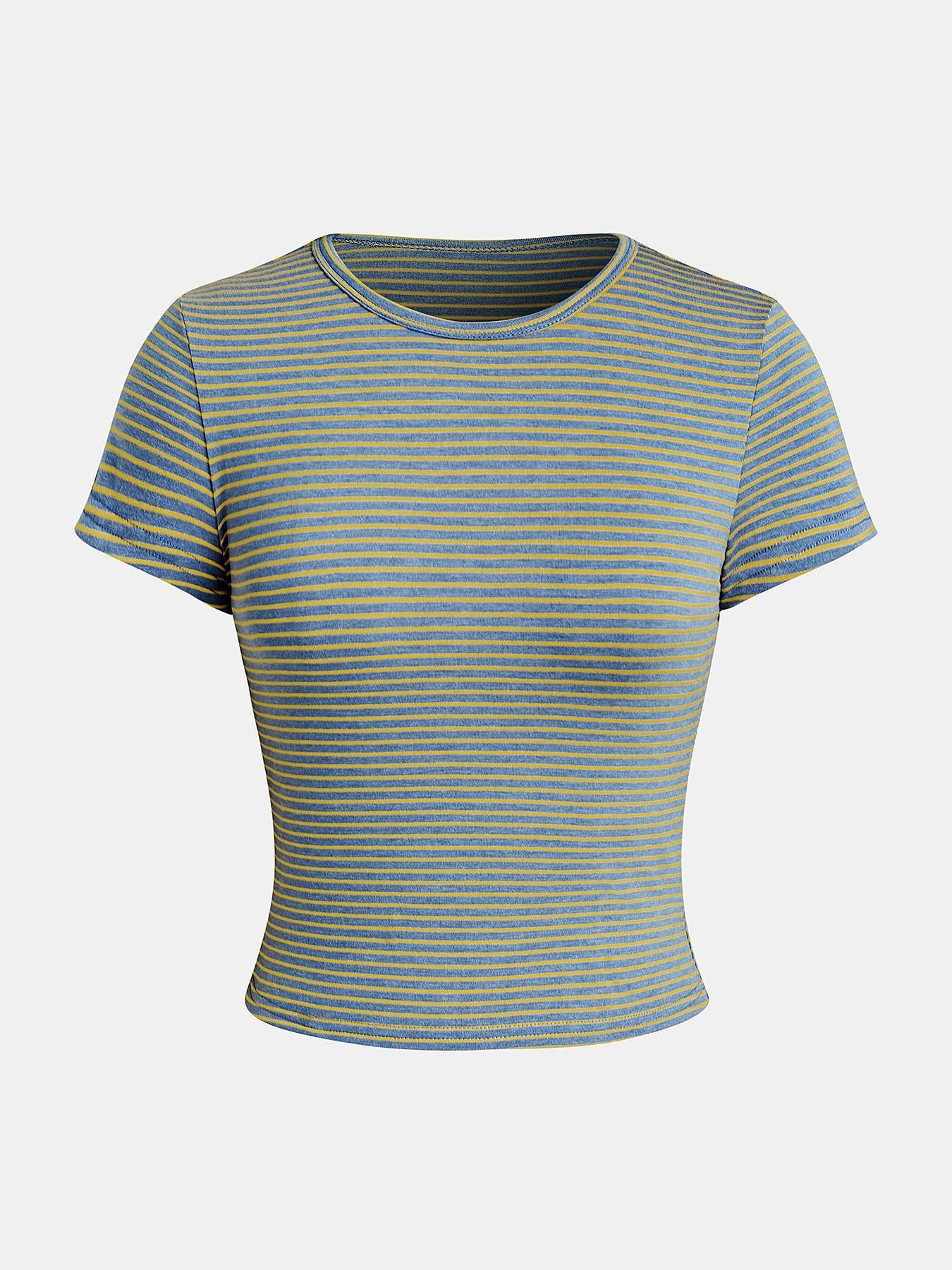 VVZ Two-piece Set Women's Striped Print Crop Tee