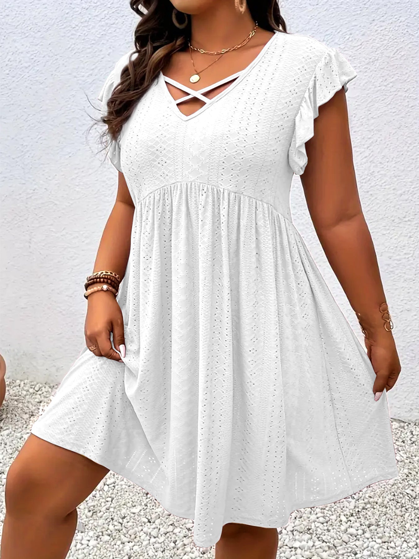 VVZ Solid-Color Cutout Dress