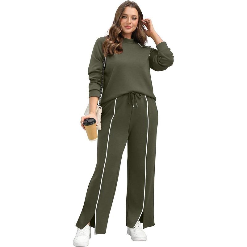 VVZ Women's 2 Piece Lounge Set  Wide Leg Pant Matching Sets