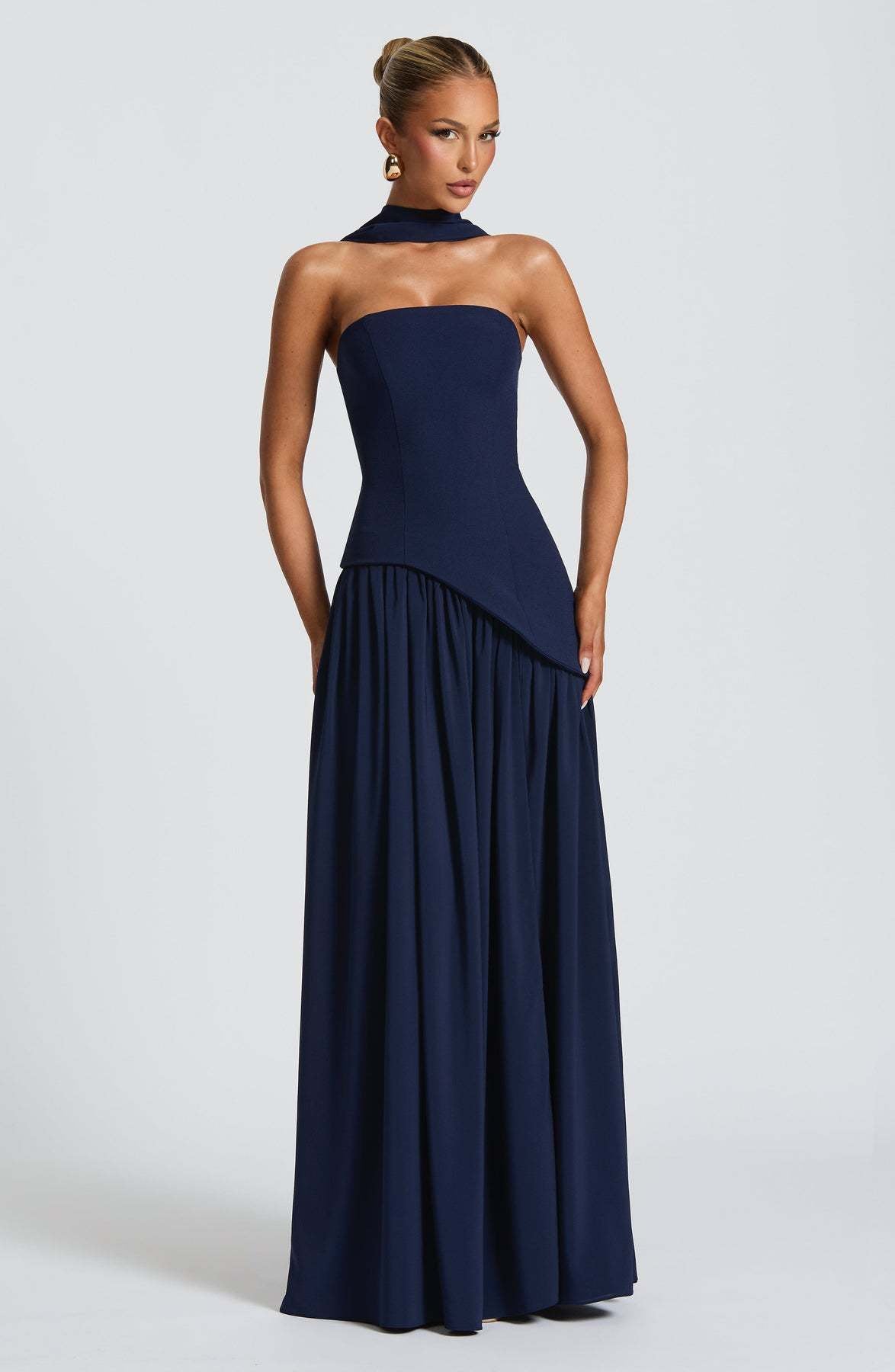 VVZ Women's Solid-Color Strapless Slit Dress