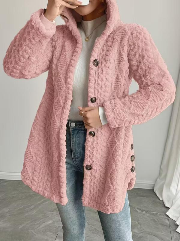 VVZ Women's Fall Winter Warm Fashion Jacquard Hooded Cardigan Long Sleeve Coat