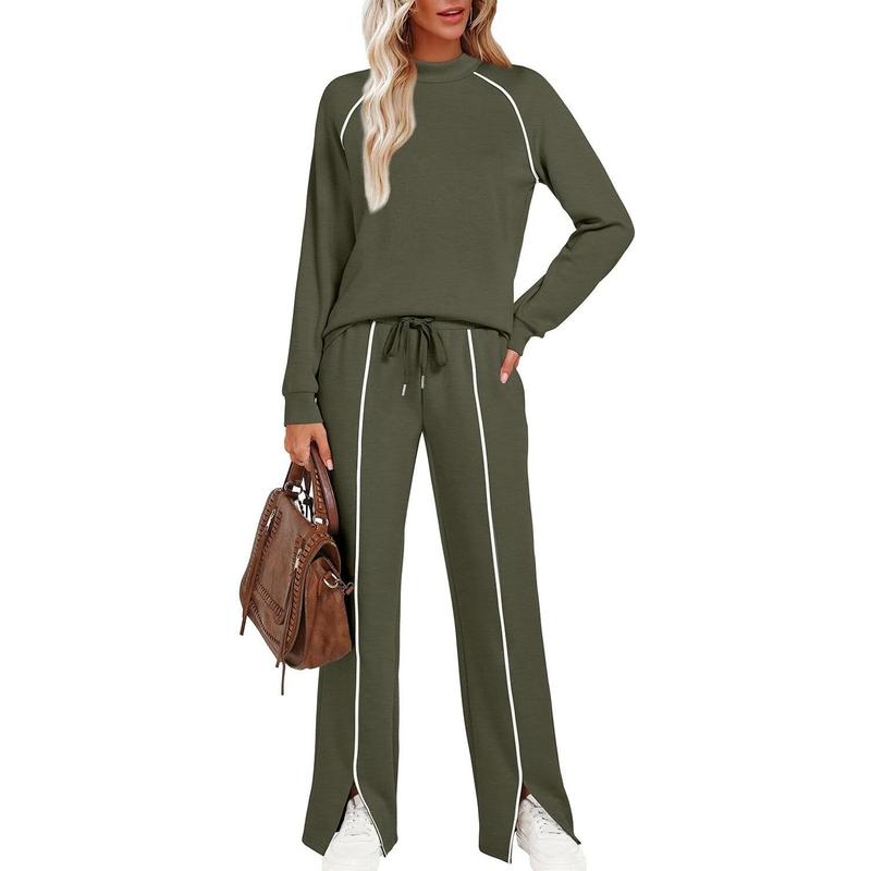VVZ Women's 2 Piece Lounge Set  Wide Leg Pant Matching Sets