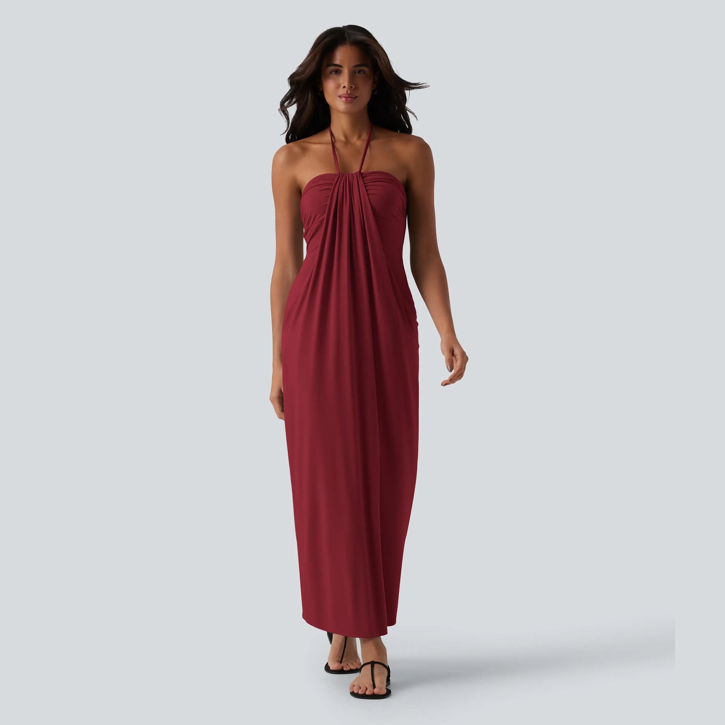 VVZ Halter-neck backless maxi dress with ties