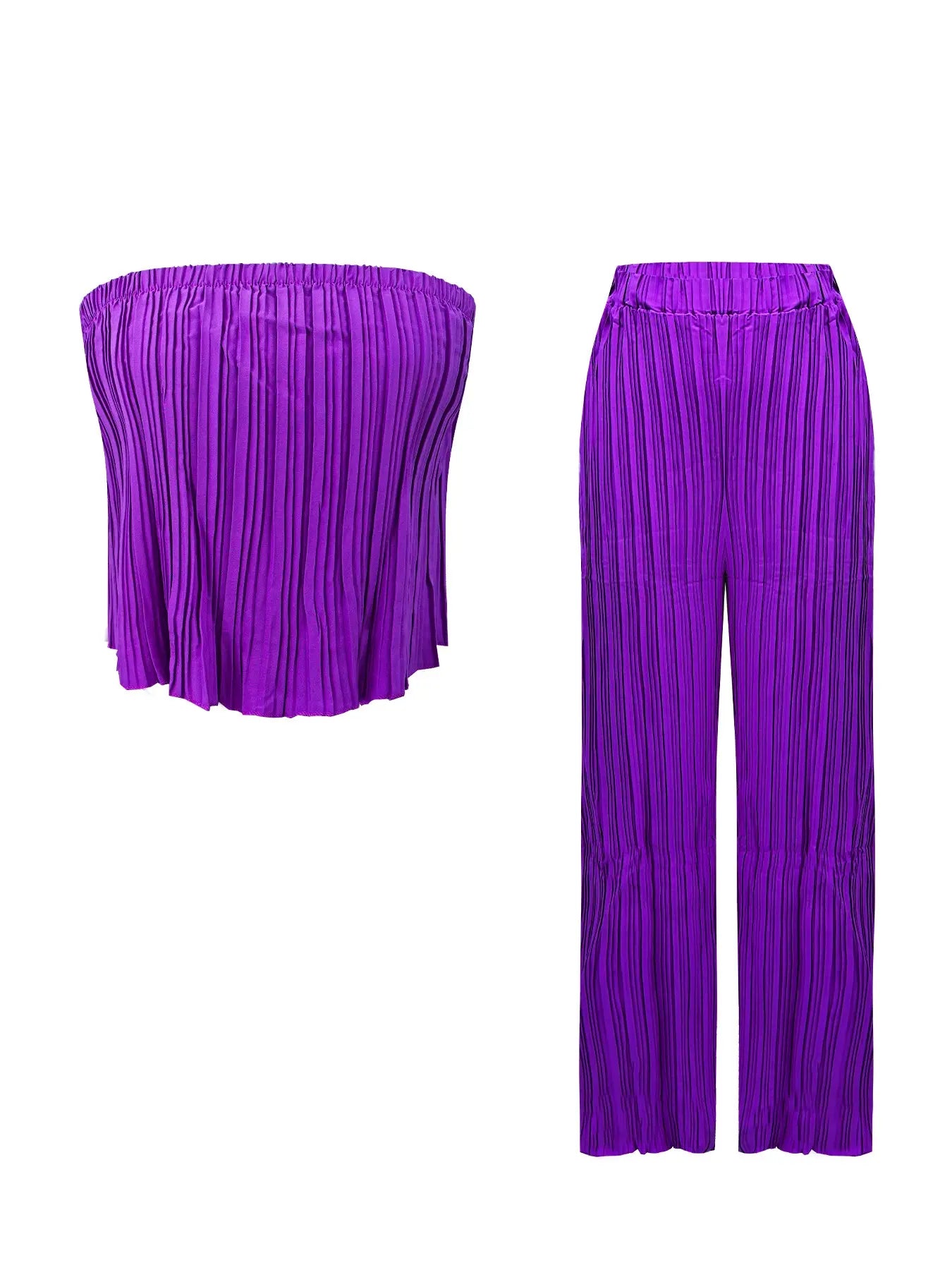VVZ Strapless Top and Wide-Leg Pants