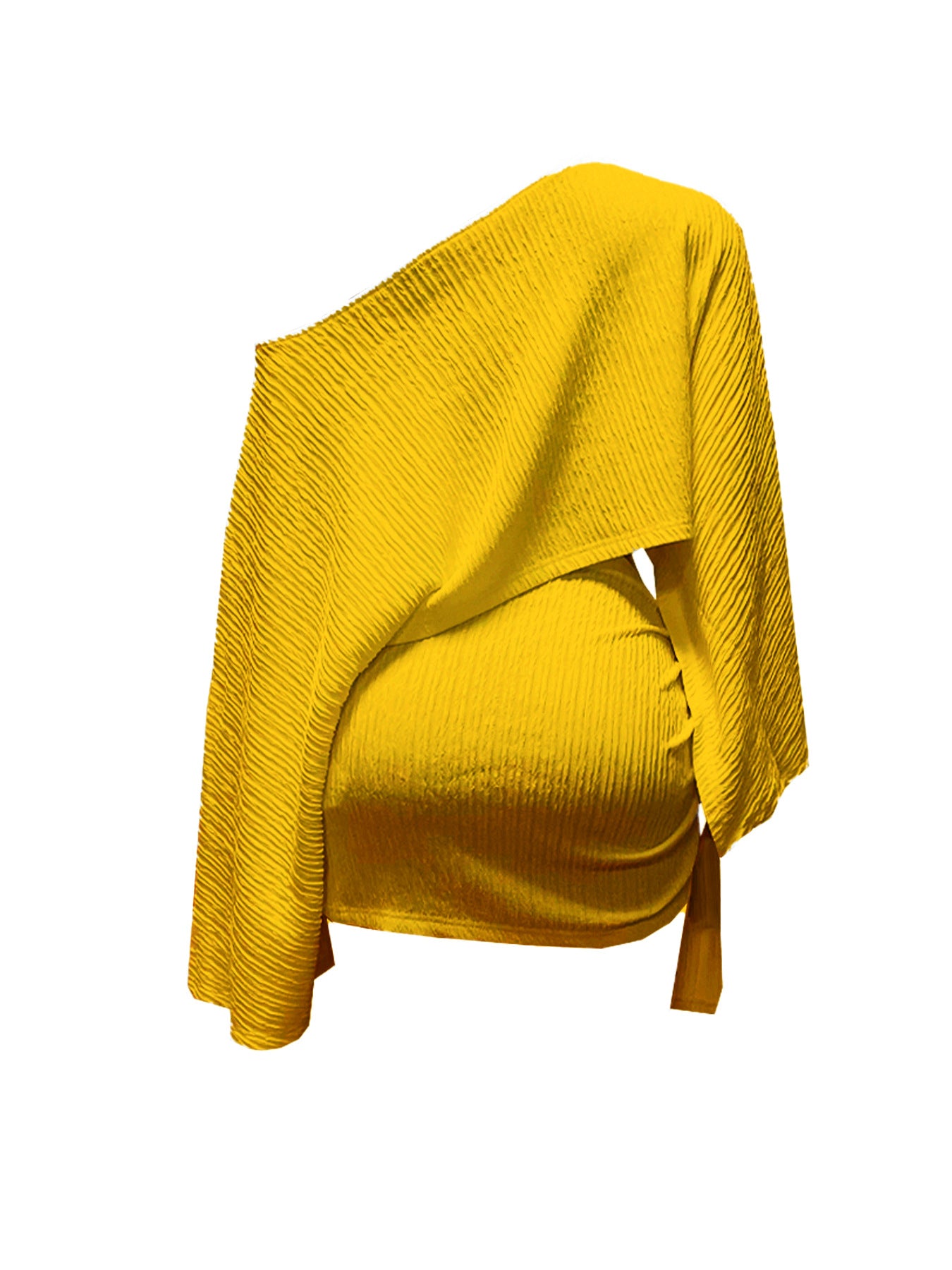 VVZ Women's Stylish Asymmetrical-Collar Top and Slim-Fit Skirt Set