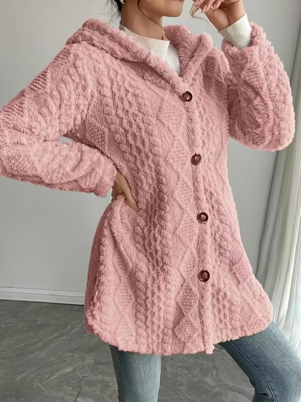 VVZ Women's Fall Winter Warm Fashion Jacquard Hooded Cardigan Long Sleeve Coat