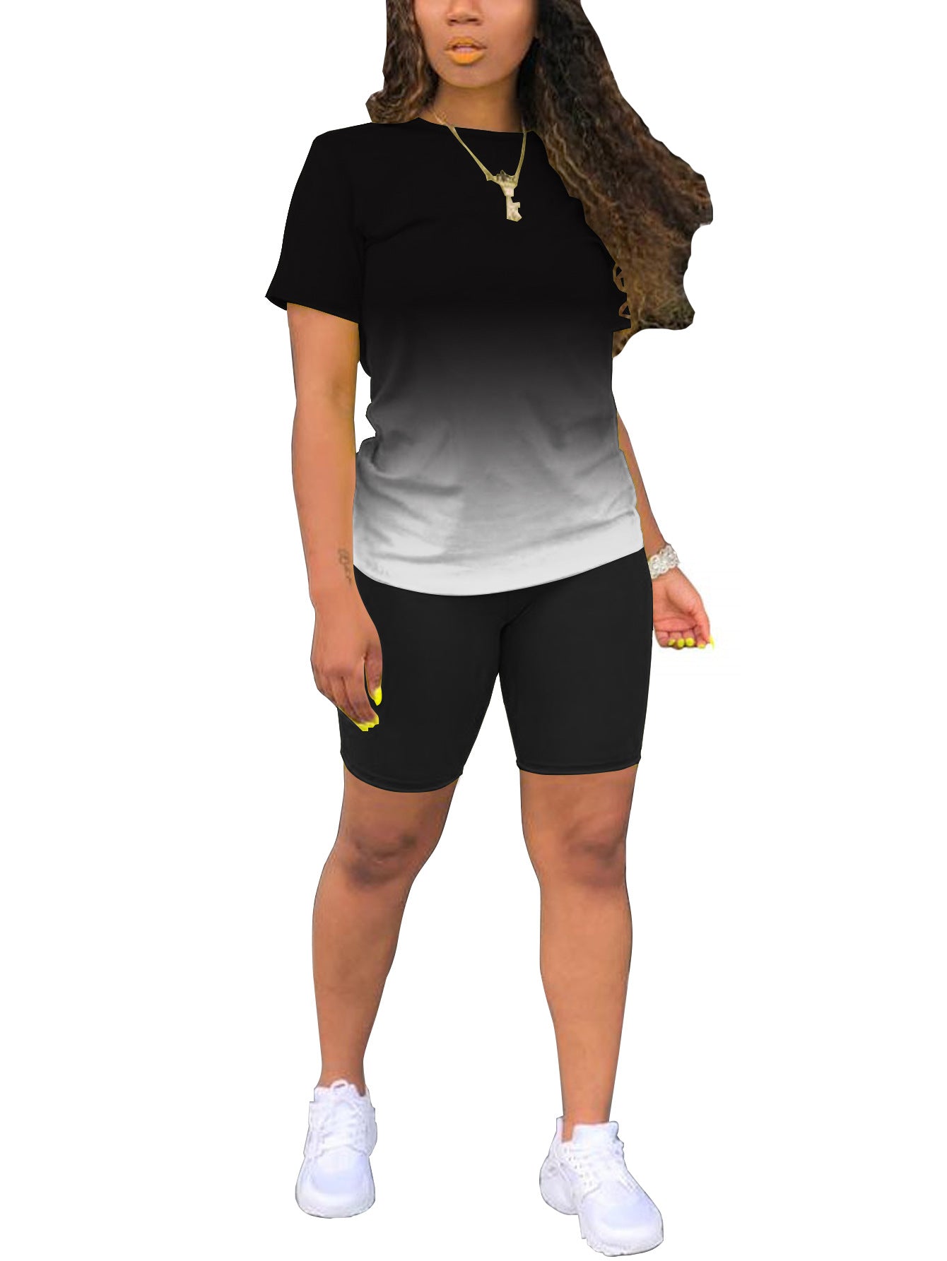 VVZ Women's Plus-Size Casual Set — Short-Sleeve Crew Neck T-Shirt & Shorts