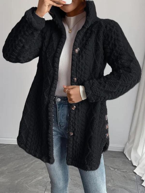 VVZ Women's Fall Winter Warm Fashion Jacquard Hooded Cardigan Long Sleeve Coat