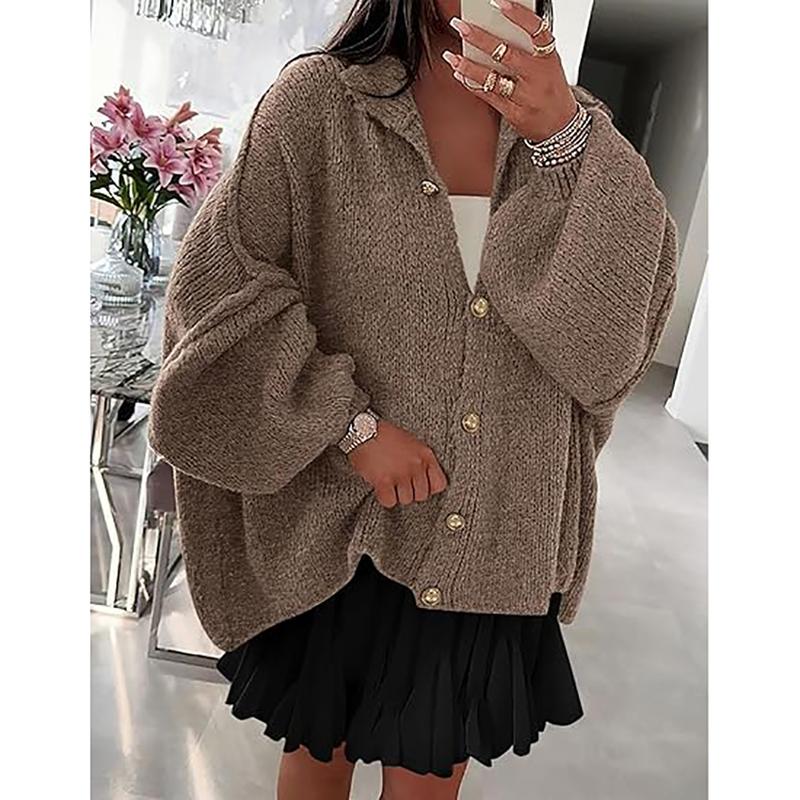 VVZ Women's Winter Button Down Cardigan Sweaters Mock Neck Lantern