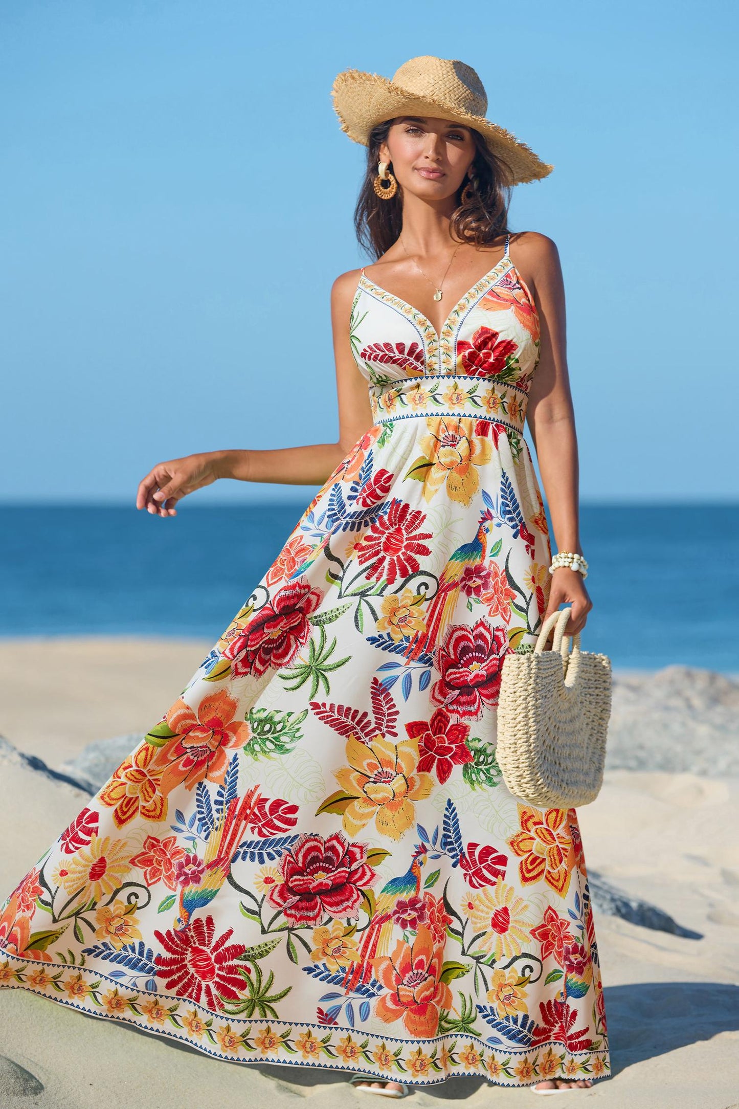 VVZ Tropical-Style Maxi Dress