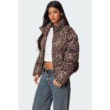 VVZ Leopard Print Stand Collar Cotton Jacket
