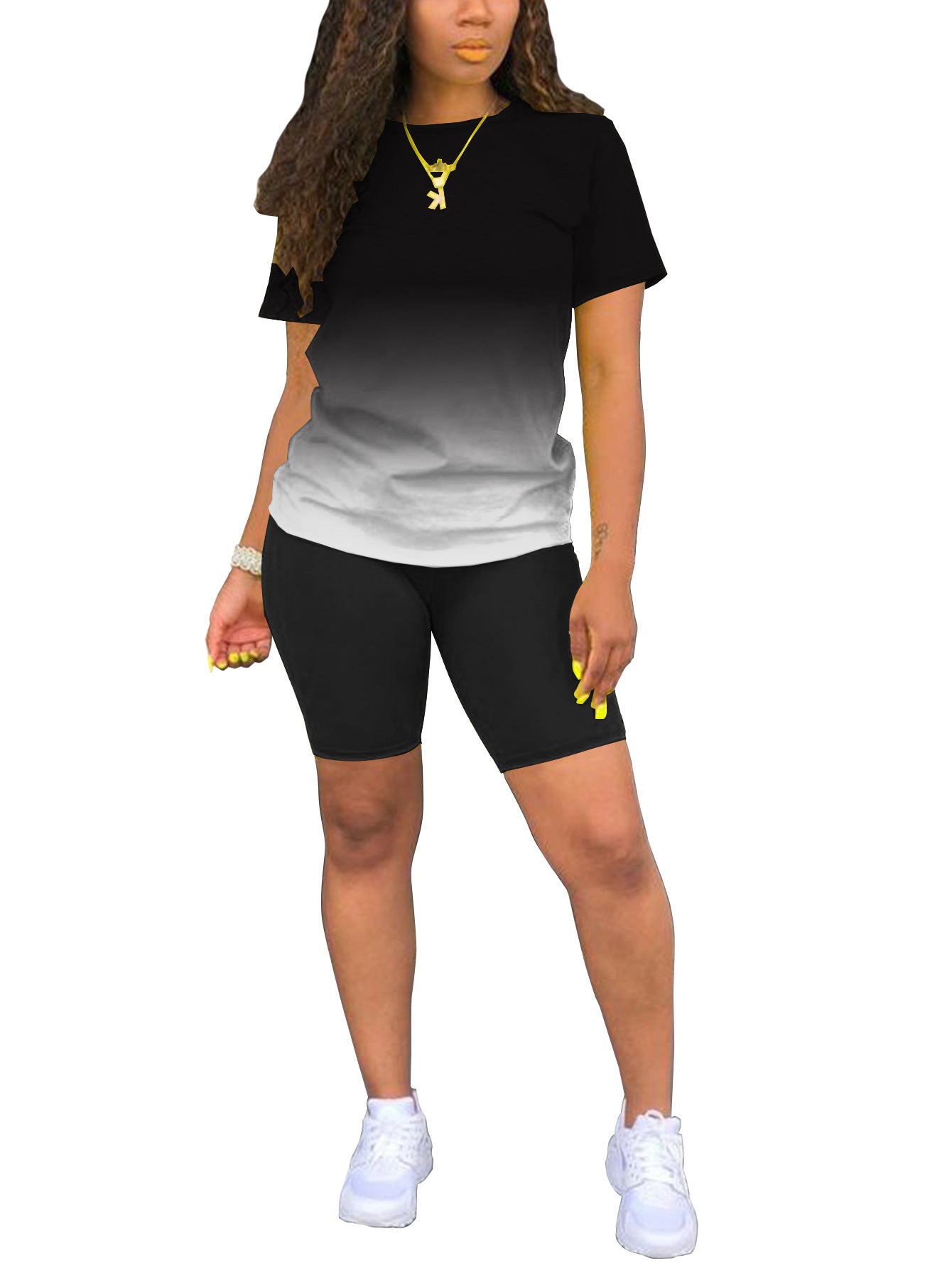 VVZ Women's Plus-Size Casual Set — Short-Sleeve Crew Neck T-Shirt & Shorts