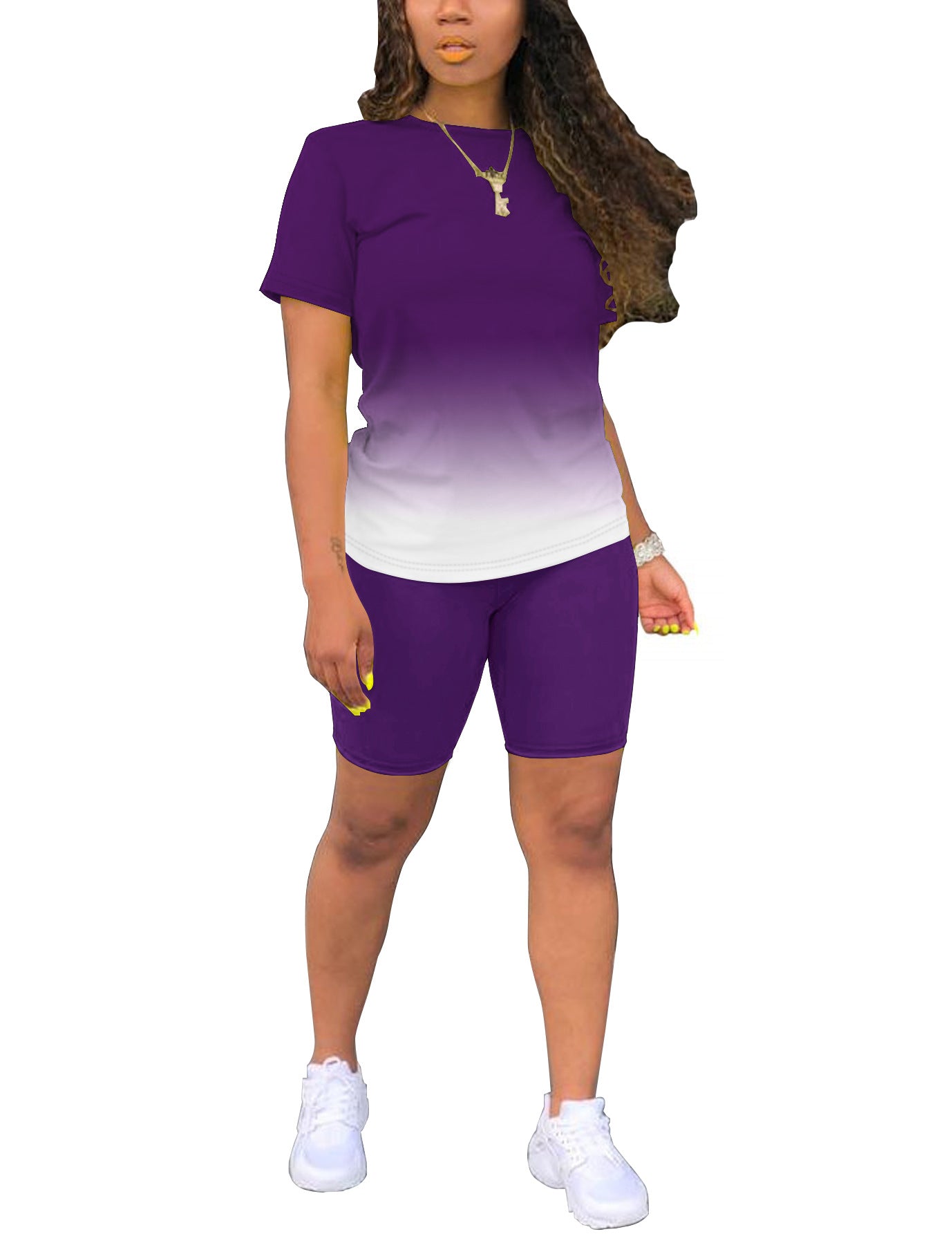 VVZ Women's Plus-Size Casual Set — Short-Sleeve Crew Neck T-Shirt & Shorts