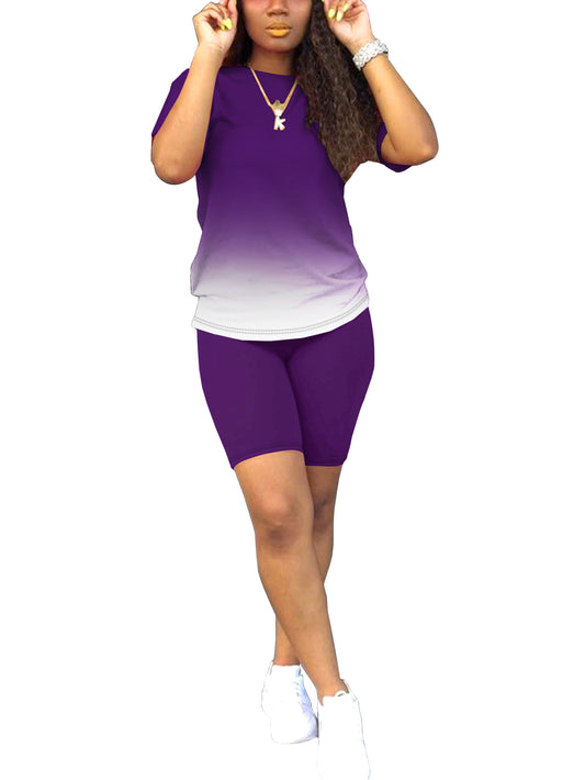 VVZ Women's Plus-Size Casual Set — Short-Sleeve Crew Neck T-Shirt & Shorts