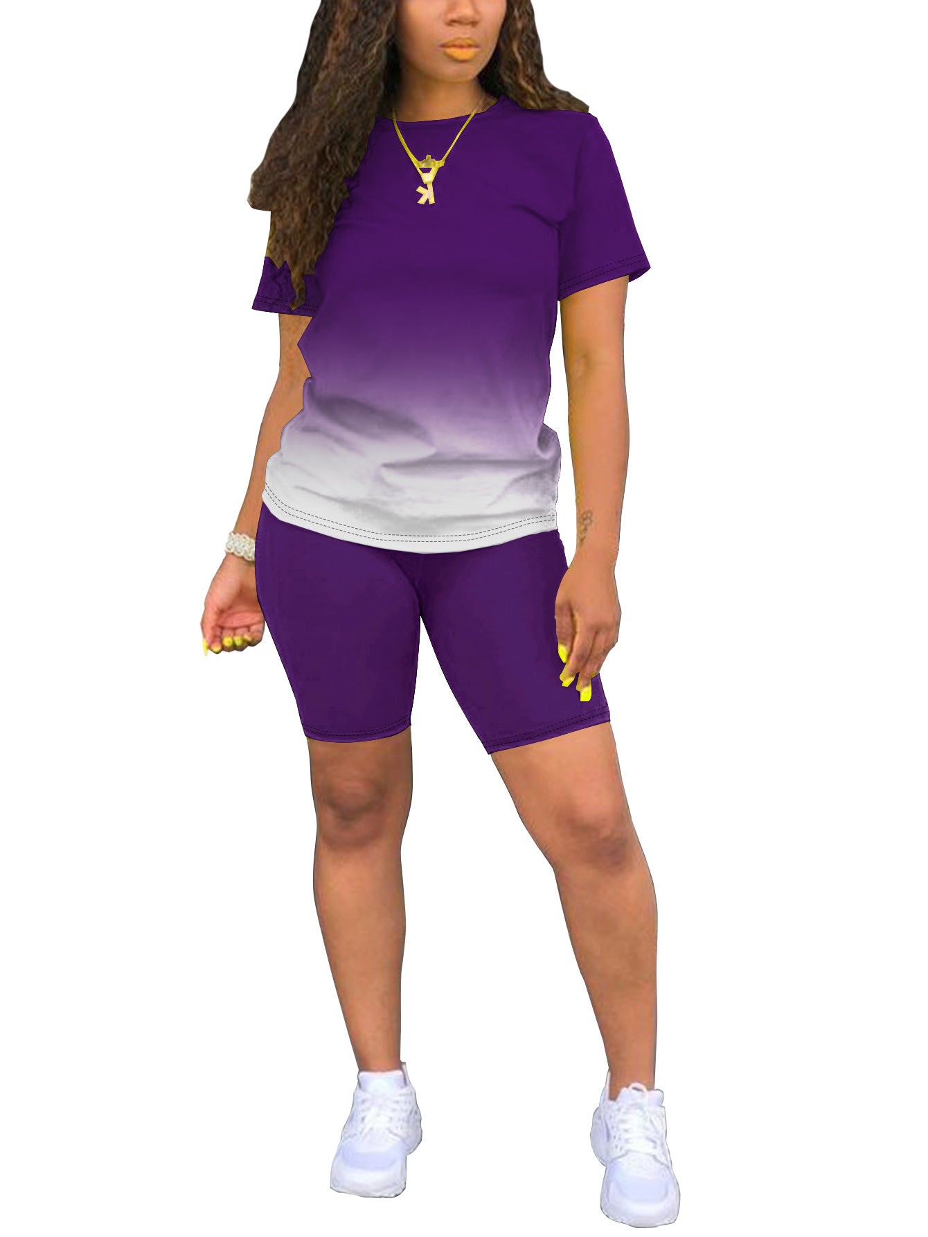 VVZ Women's Plus-Size Casual Set — Short-Sleeve Crew Neck T-Shirt & Shorts