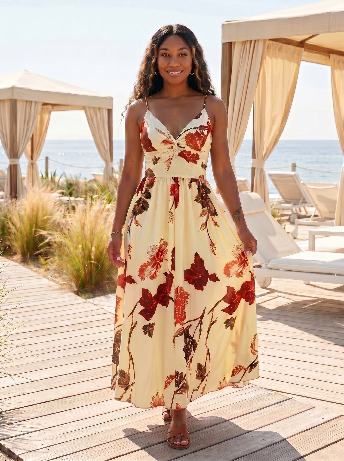VVZ French-style printed camisole dress