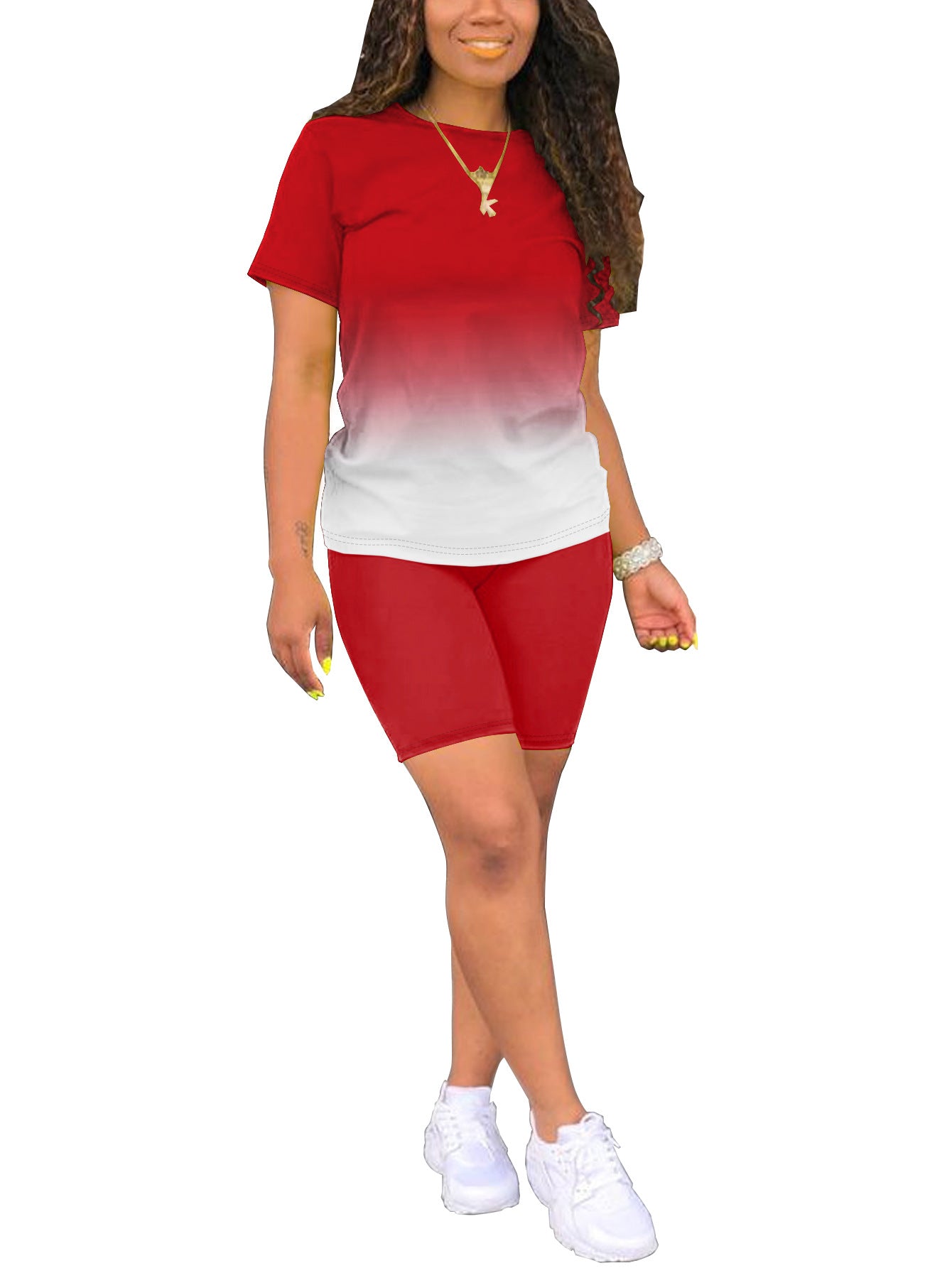 VVZ Women's Plus-Size Casual Set — Short-Sleeve Crew Neck T-Shirt & Shorts