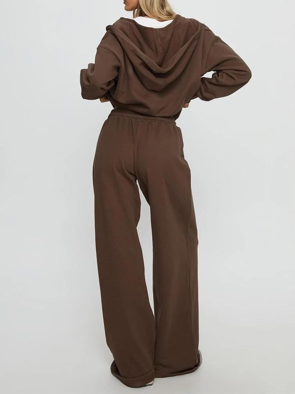 VVZ Women Fall Winter Long Sleeve Zipper Hoodie & Pants 2 Piece Set