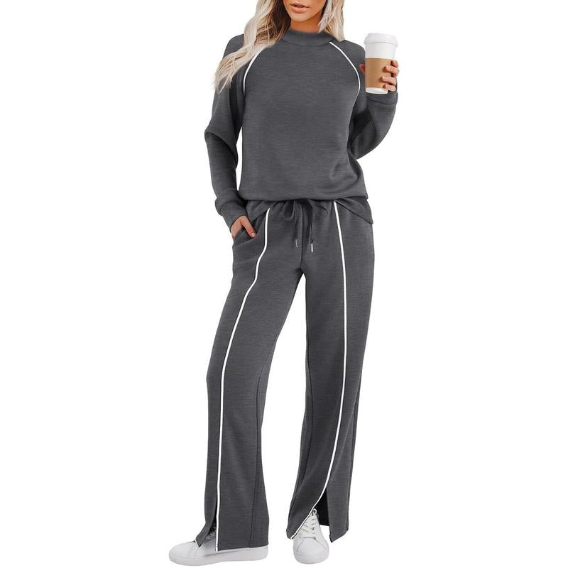 VVZ Women's 2 Piece Lounge Set  Wide Leg Pant Matching Sets