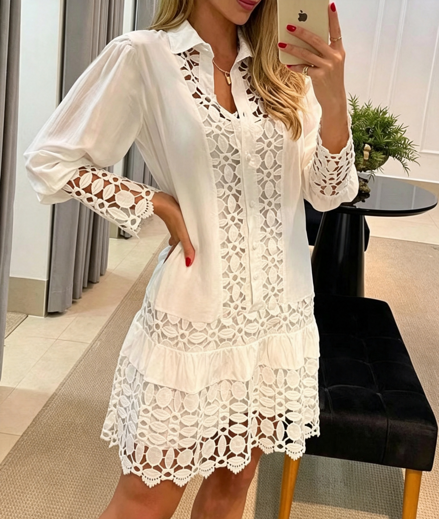 VVZ Women's Lace Shirt Dress