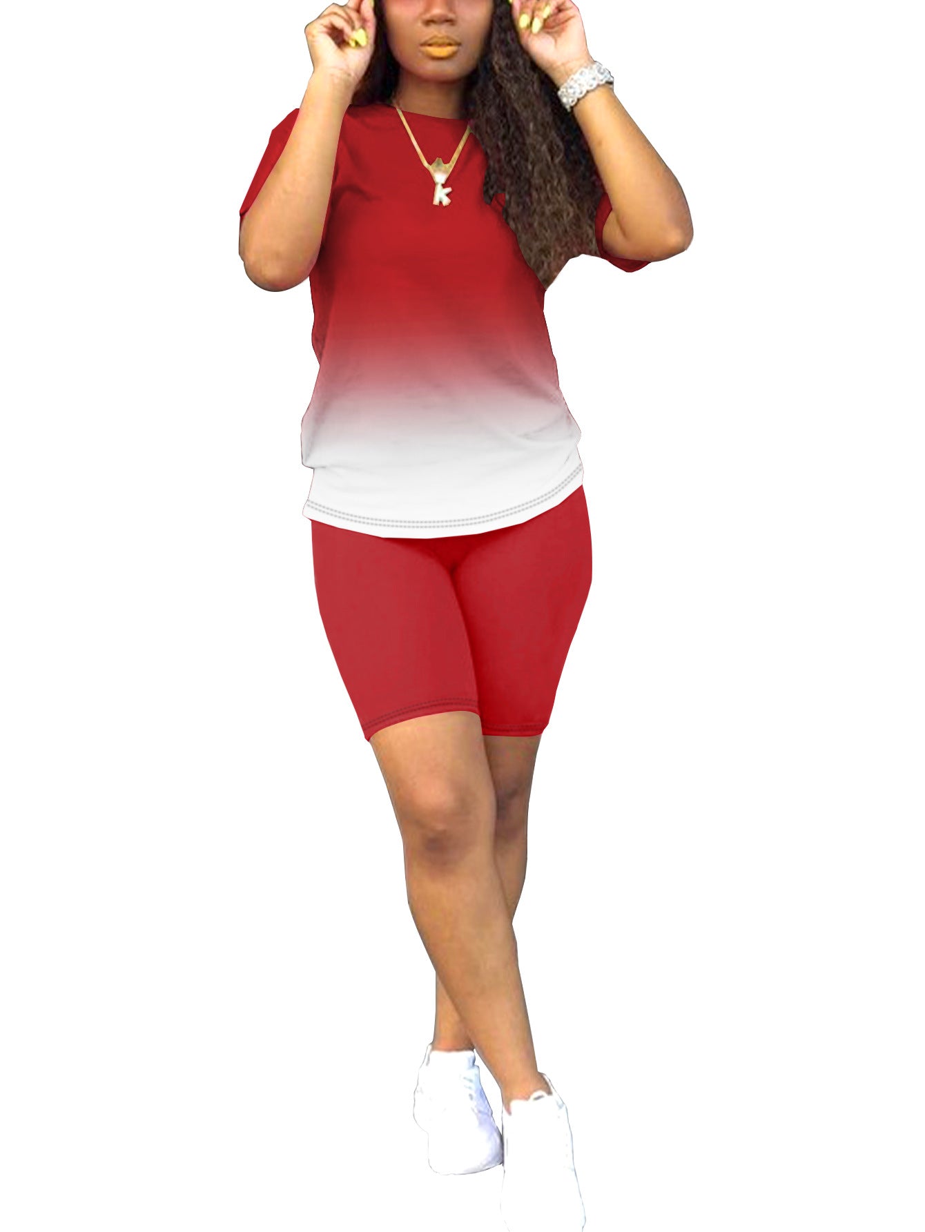 VVZ Women's Plus-Size Casual Set — Short-Sleeve Crew Neck T-Shirt & Shorts