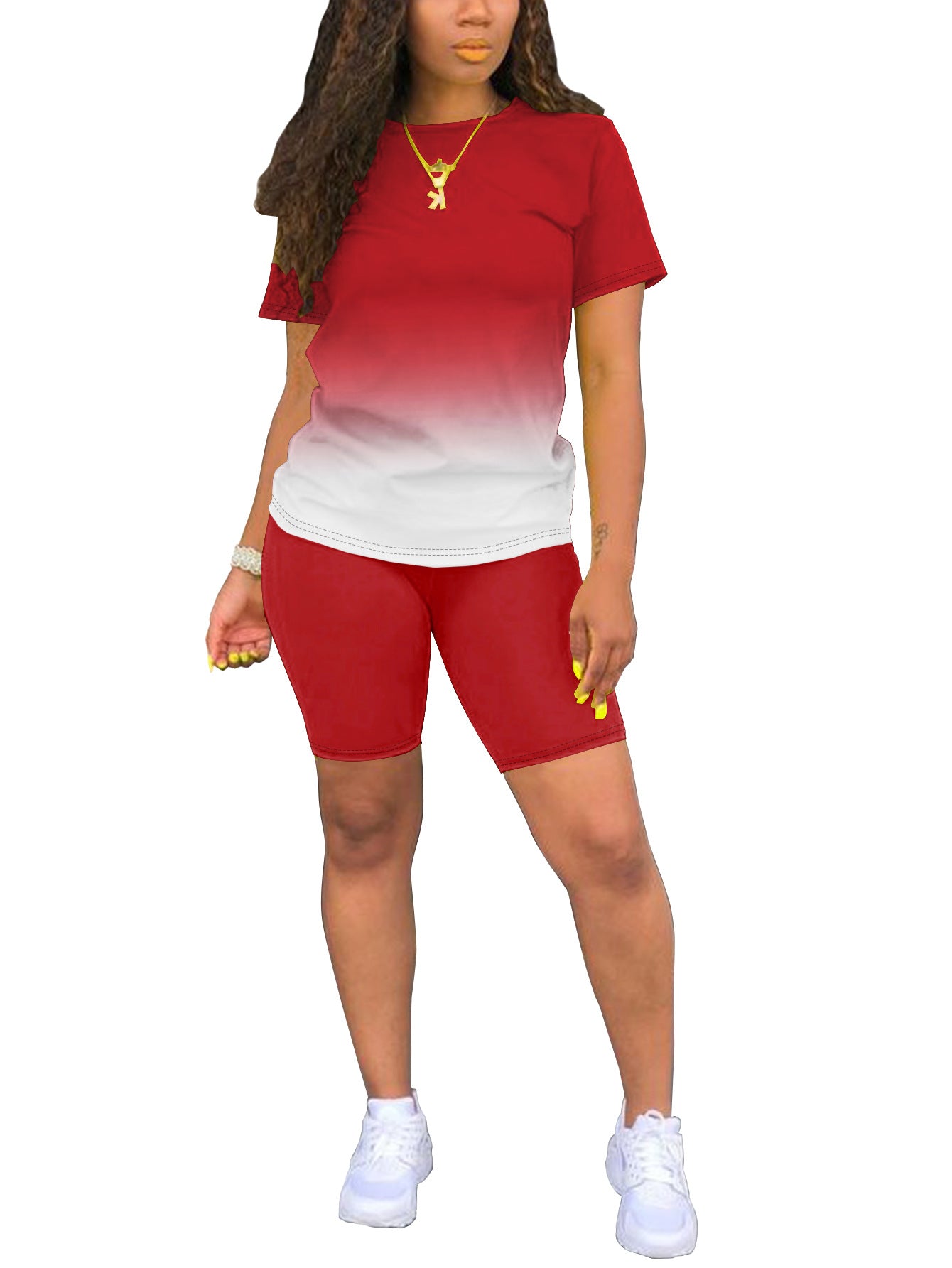 VVZ Women's Plus-Size Casual Set — Short-Sleeve Crew Neck T-Shirt & Shorts