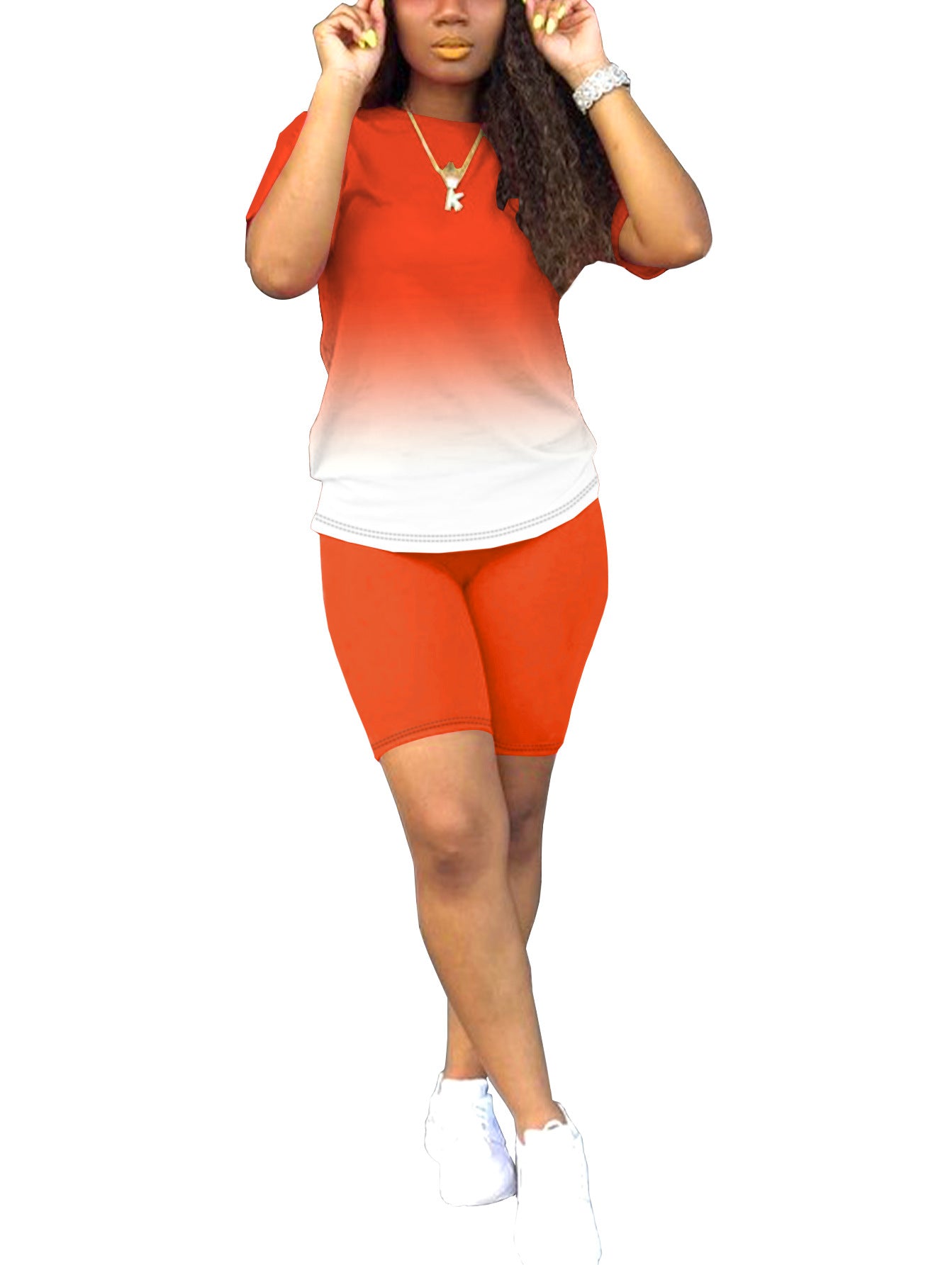 VVZ Women's Plus-Size Casual Set — Short-Sleeve Crew Neck T-Shirt & Shorts