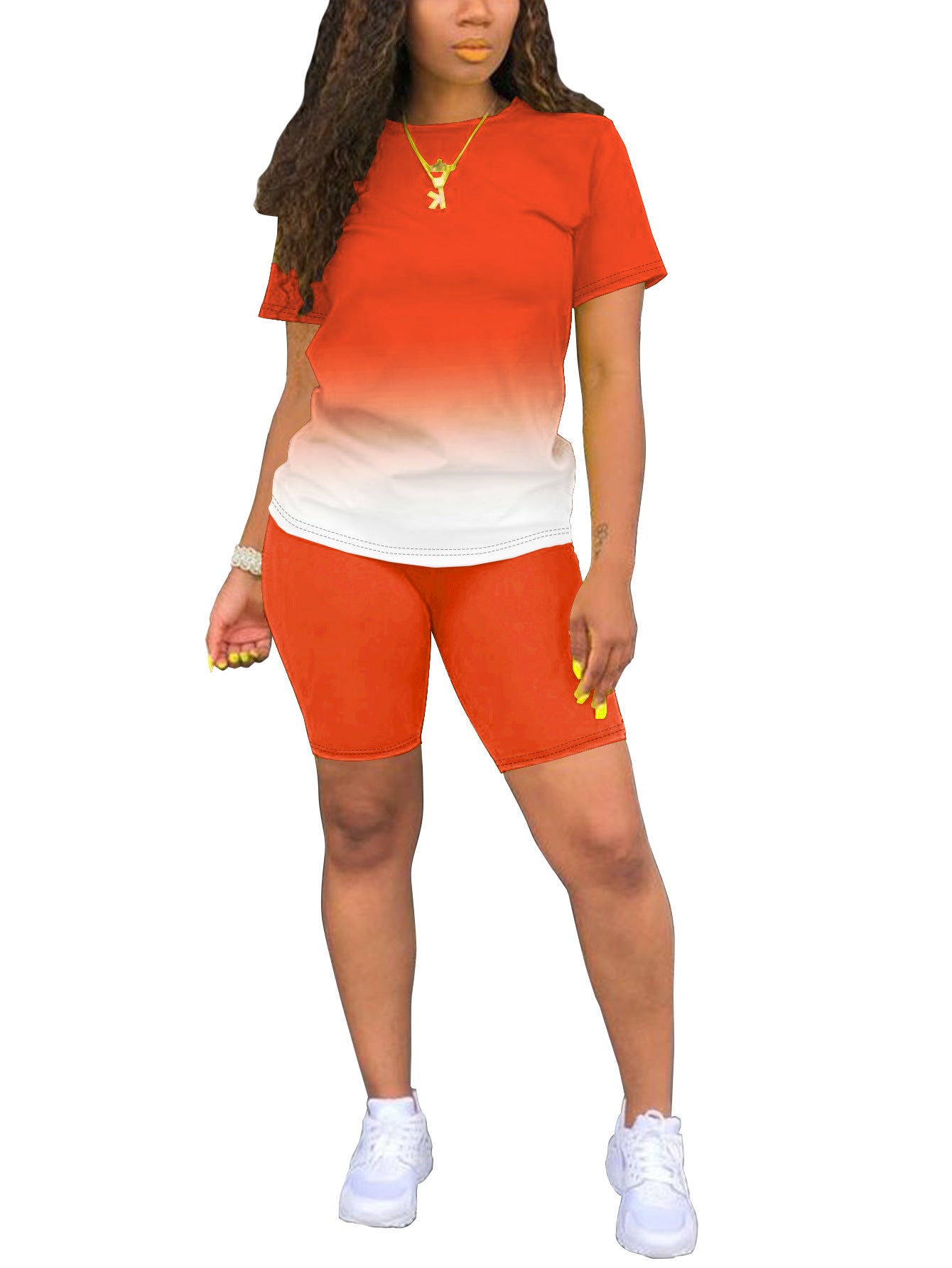 VVZ Women's Plus-Size Casual Set — Short-Sleeve Crew Neck T-Shirt & Shorts