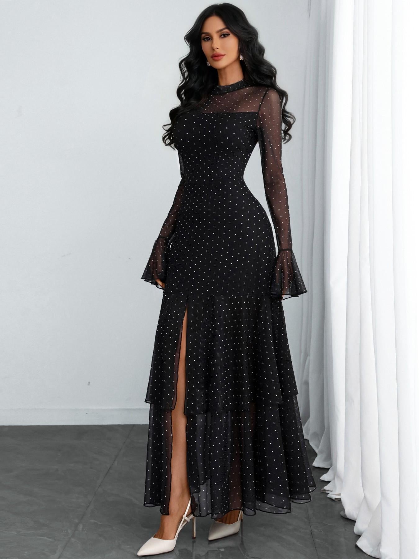 VVZ Women's Long-Sleeve Dress（Belt not included)