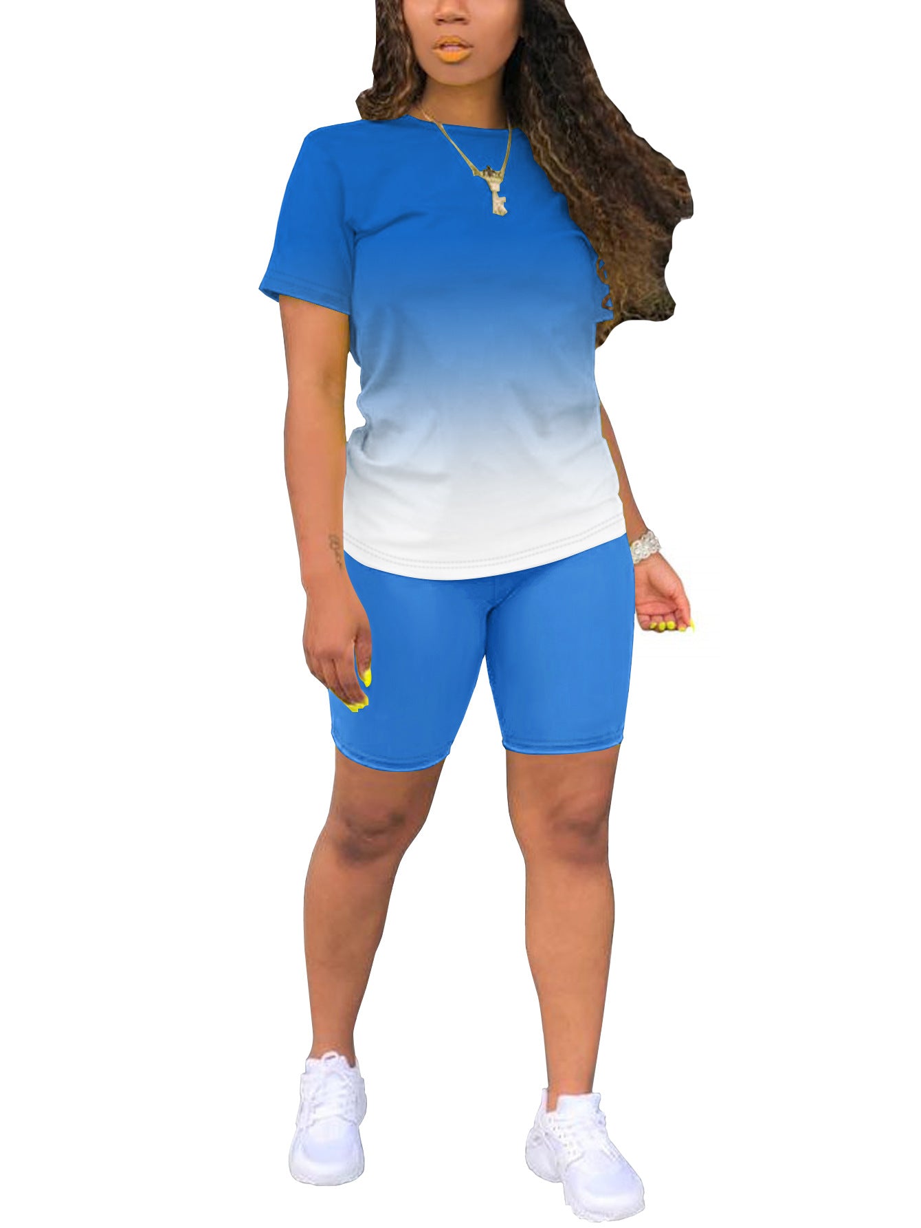 VVZ Women's Plus-Size Casual Set — Short-Sleeve Crew Neck T-Shirt & Shorts