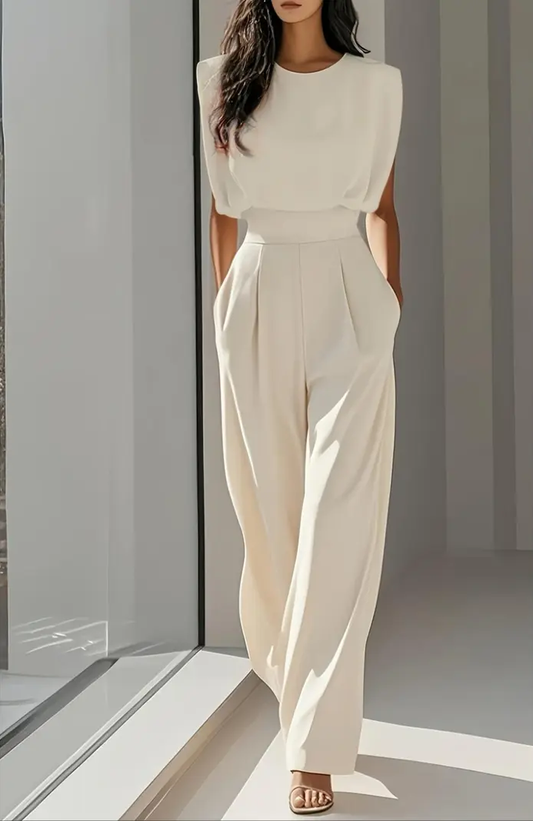 VVZ Women's Solid Split Hem Strapless Tube Top & High Waist Pants Set