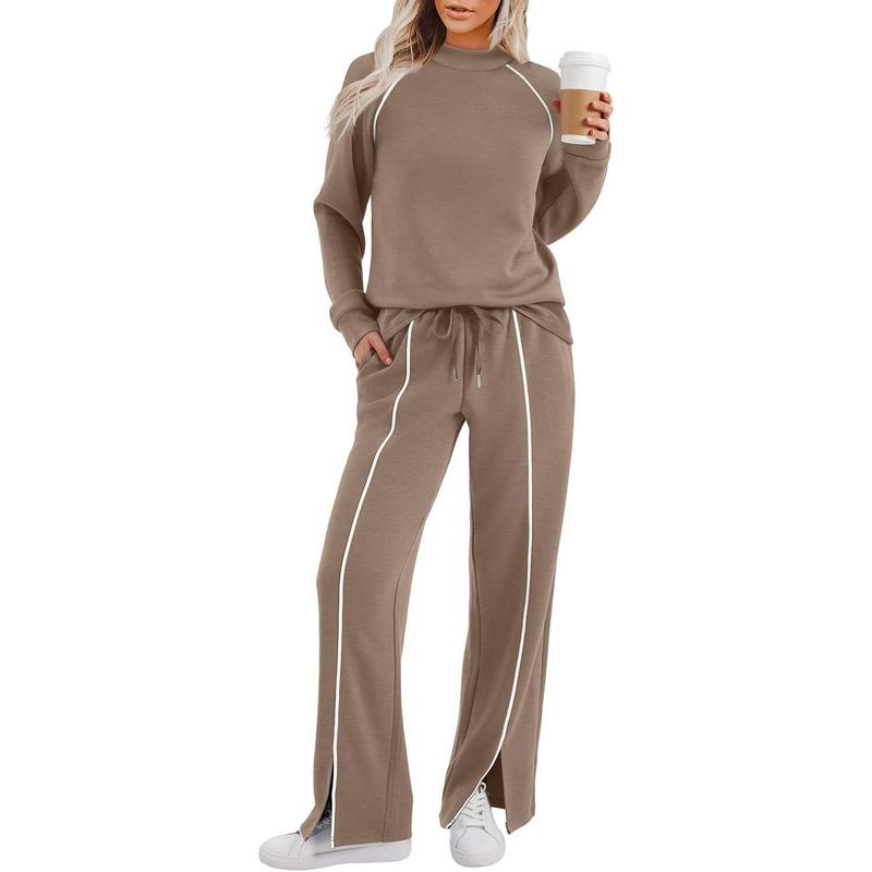 VVZ Women's 2 Piece Lounge Set  Wide Leg Pant Matching Sets