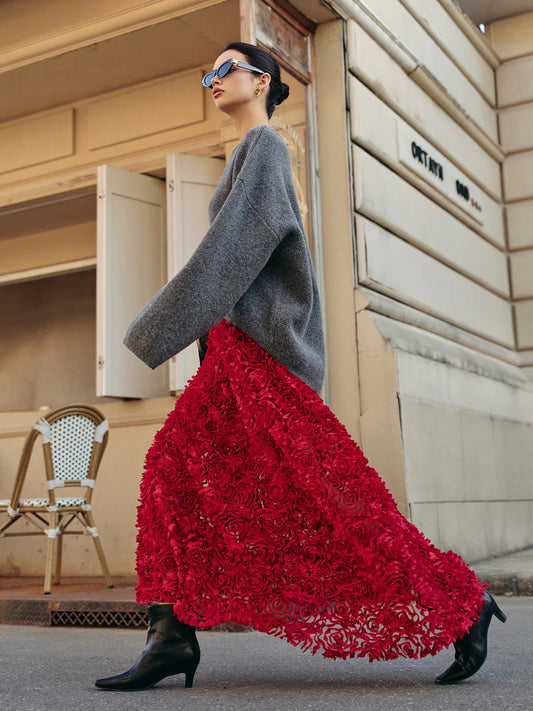 VVZ High-Waist Rosette Skirt