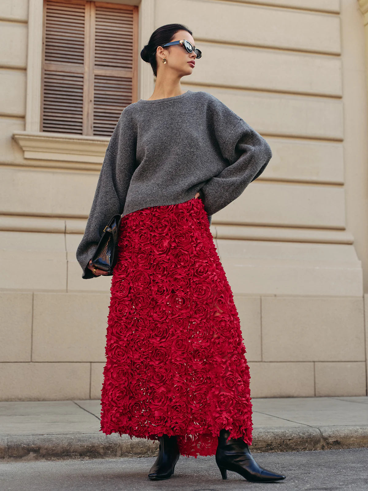 VVZ High-Waist Rosette Skirt