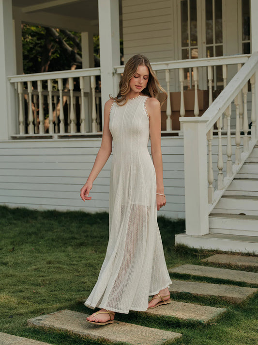 VVZ Semi-Sheer Lace Sleeveless Dress