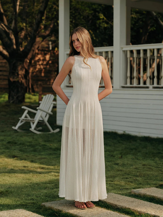 VVZ Semi-Sheer Lace Sleeveless Dress