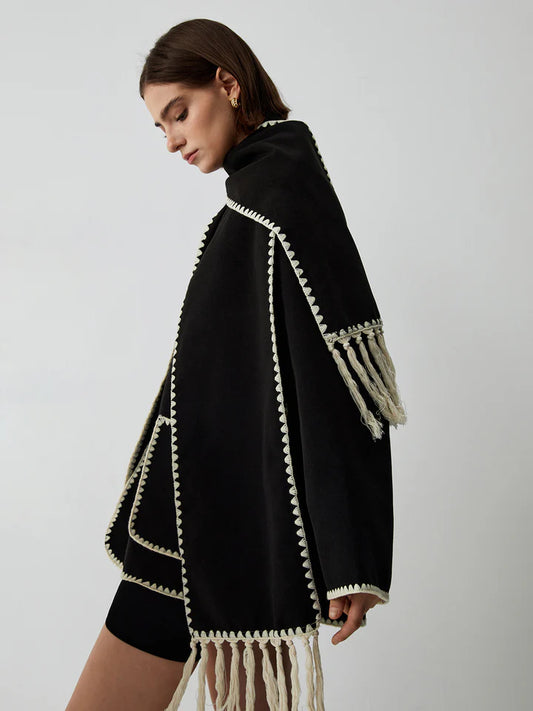 VVZ Contrast Trim Jacket With Matching Scarf