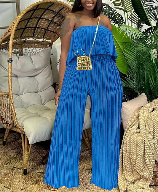 VVZ Strapless Top and Wide-Leg Pants