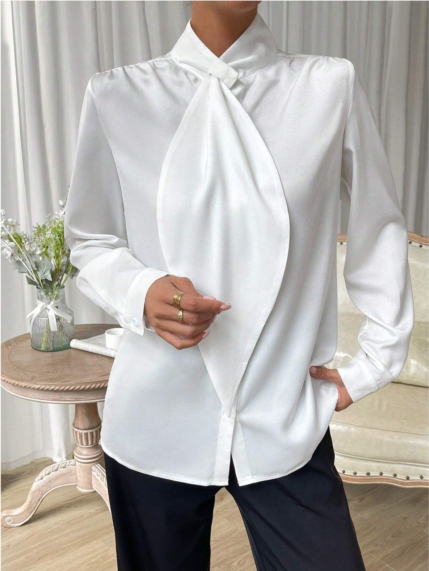 VVZ Women's Long-Sleeve High-Neck Shirt
