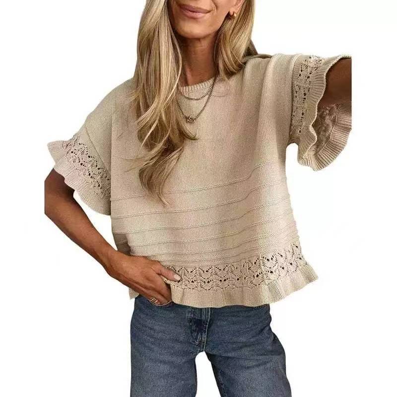 VVZ Women's Crocheted and Knitted Top