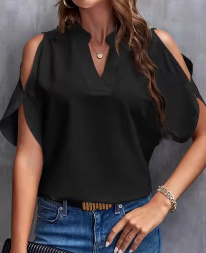 VVZ Women's Solid-Color Slim-Fit Casual T-Shirt