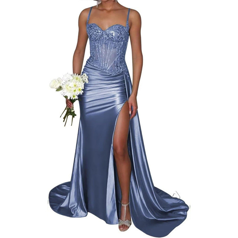 VVZ Women's Strapless Long Satin Evening Gown