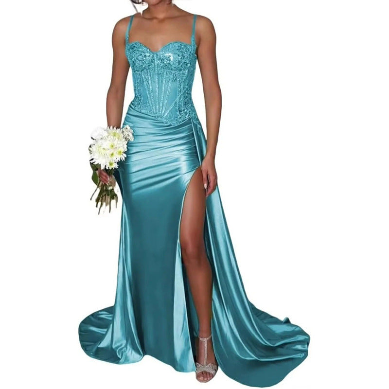 VVZ Women's Strapless Long Satin Evening Gown