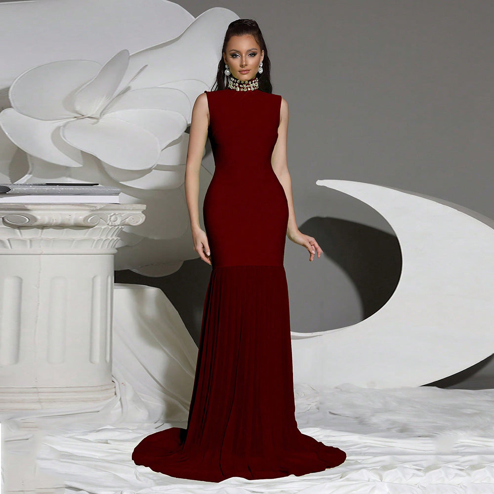 VVZ Women's Long Dress with Mesh Paneling