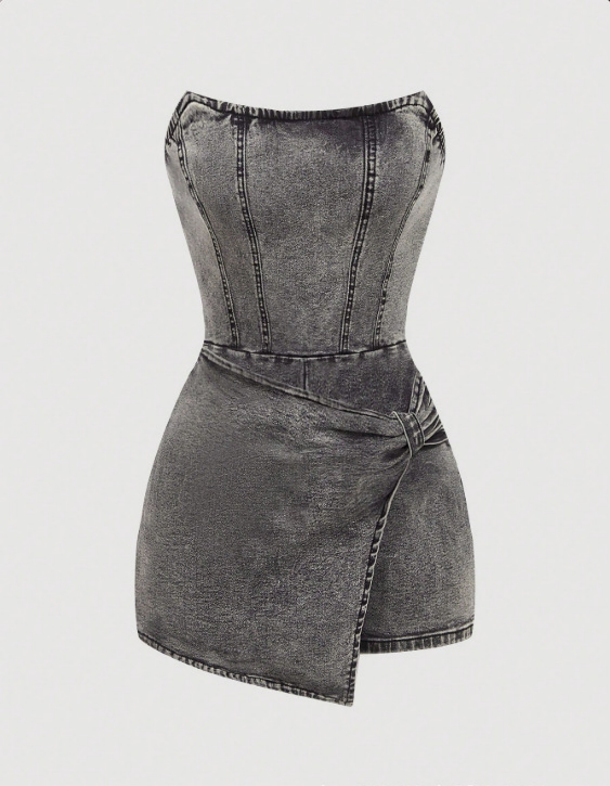 VVZ Women's Denim Strapless Romper