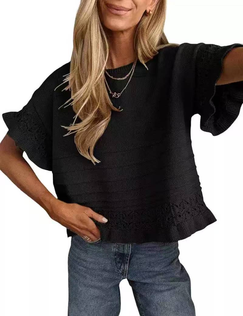VVZ Women's Crocheted and Knitted Top