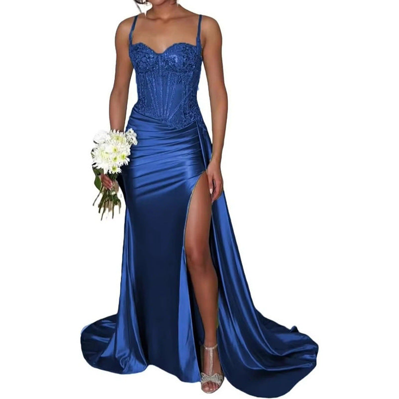 VVZ Women's Strapless Long Satin Evening Gown
